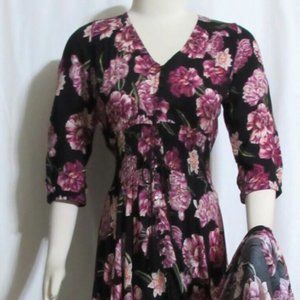 Womens Ladies JAASE Black Floral Empire Waist Long Maxi Dress S Orig $142